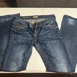 See Thru Soul Blue Boot Cut Jeans with Subtle Distressing